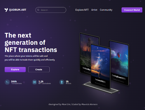 Demo Landing Page for NFT Transactions